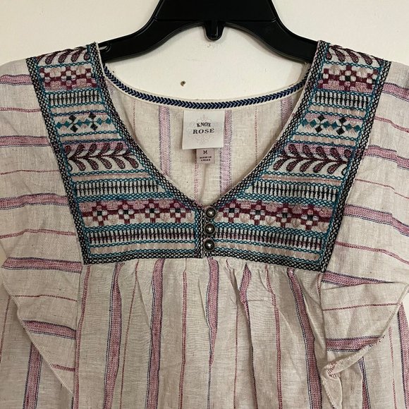 NEW Knox Rose Linen Blend Embroidered Blouse M - Picture 4 of 10
